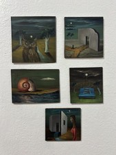 Gertrude abercrombie oil on masonite, set of 5 mini paintings picture