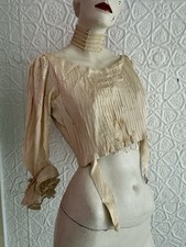 antique pleated silk bodice two piece victorian pirate princess ivory cream xs/s picture