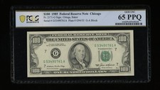 DBR 1985 $100 FRN Chicago Gem Fr. 2171-G PCGS-B 65 PPQ Serial G53490761A picture
