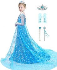 Girls Princess Dress Elsa Costume Sequin Birthday Party Dress Up Girls 2-8 Years picture