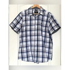 Lee Men's XL Blue Plaid Short Sleeve Button Down Shirt Dadcore Office Casual picture