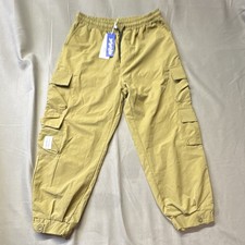Romwe Men's Medium Cargo Jogger Pants Elastic Waist Drawstring Green Polyester picture