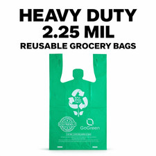 Reusable Grocery Bags 2.25 Mil Heavy Duty Green T-Shirt Bags 1/6 Size Bulk picture