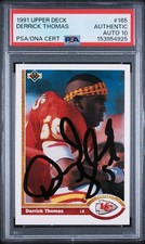 PSA 1991 Upper Deck Derrick Thomas #165 AUTO 10 Chiefs HOF Signed DNA Pop 8 Auth picture