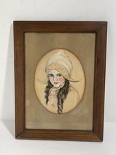 1912 Antique Portrait Painting of Young Woman EHP Stunning Unique 16x12” Framed picture
