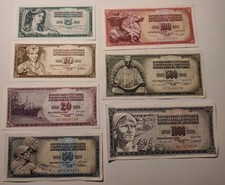 Yugoslavia 7 Banknotes '68-'81 - Complete Edition - 5 to 1,000 Dinars aUNC picture