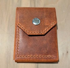 Full Grain Leather EDC Minimalist Flap Wallet USA Handmade Saddle Stitched picture