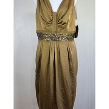 Carmen Marc Valvo Collection Sequin Waist Cocktail Dress Bronze Gold 12 NWT picture