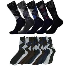  Men's Fashion Argyle Pattern Lot 6 12 pairs Cotton Blend Dress Socks 9-11 10-13 picture