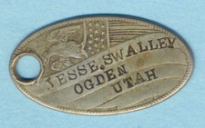 Civil War Dog Tag  Jesse Swalley  Ogden, Utah   picture