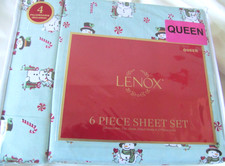 Lenox Queen Sheet Set 6pc Christmas Holiday Festive Snowman Soft Easy Care Jolly picture