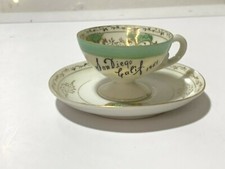 VTG Royal Sealy Pedestal DEMITASSE Teacup & Saucer 1951 SAN DIEGO CALIF SOUVENIR picture