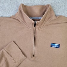 L.L.Bean Lakewashed Double‑Knit Quarter‑Zip Pullover Mens L Tan Sweater 524632 picture