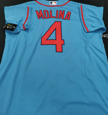 Yadier Molina #4 Cardinals Light Blue Cool Base Sewn Stitched Jersey. picture