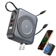 Magnetic Portable Charger Built-in Cable w/ AC Wall Plug Power Bank for iPhone picture