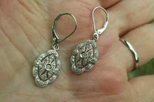Vintage Style 2.5Ct Lab Created Diamond Drop/Dangle 14k White Gold FN Earrings picture