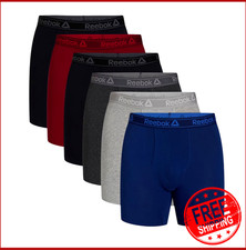 Reebok Men's Cotton Stretch Boxer Briefs Regular Leg Moisture Wicking 6 Pack picture
