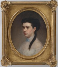 Antique 19thC Oil Portrait Painting On Canvas - American School picture