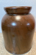 Antique Primitive Farmhouse Stoneware Salt Glazed Brown Canning Jar   9” x  7.5 picture