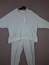 Aerie Womens Loungewear Set Large Blue Waffle Knit Athleisure Cozy Core Oversize picture
