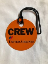 Vintage United Airlines CREW Luggage Tag W/Tulip, Orange Plastic picture