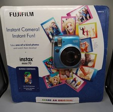 NEW Fujifilm Instax Mini 70 Instant Camera Bundle Island Blue + Rainbow Film picture