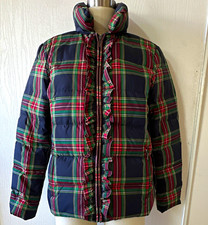 Talbots Women’s Plaid Short 80% DownPuffer Jacket Lightweight Full Zip Pockets M picture