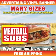 MEATBALL SUBS advertising Banner Vinyl Mesh Sign subway burger fast food bar picture