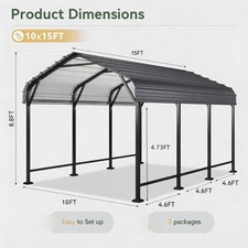 3x4.5m 3.6x6m 6x6m 6x9m 6x12m Heavy Duty Metal Carport Galvanized Steel Garage picture
