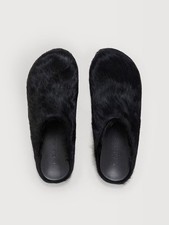 Marni Black Long Hair Calfskin Fussbett Sabot picture