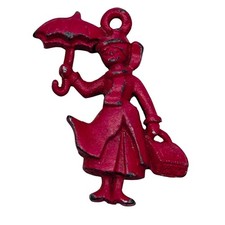 Vintage Walt Disney Mary Poppins Collectible Cast Iron Pendant Charm Red RARE picture