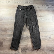 Vintage H.I.S. Mens Black Distressed Faded Denim Jeans Made in USA 34x34 picture