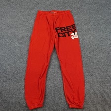 Free City Jogger Sweatpants Womens Small Red French Terry Graphic Made USA picture