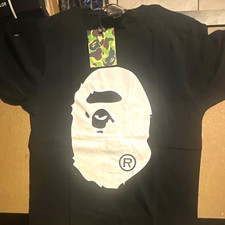 A Bathing Ape BAPE Black/White Ape Head Logo Graphic Tee Crew Neck Men’s S picture