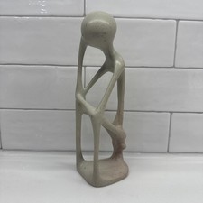 Abstract Kenyan Soapstone Thinker Sculpture 7” Mid Century Modern Minimalist Art picture