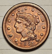 1851 Braided Hair Large Cent picture