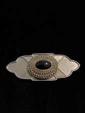 Vintage Silver and Black Onyx Brooch picture