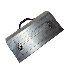 L May Mfg Canada VTG Aluminum Miners Lunchbox Solid Metal Portable Utility picture