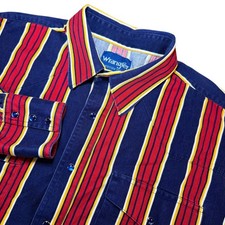 Vintage Wrangler Brushpopper Western Shirt Mens 2XL Multi Striped Pearl Snap L/S picture