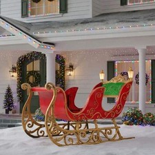 Santas Sleigh 8 FT Long Giant-Sized LED Christmas Holiday Decoration Yard Decor picture