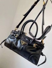 Prada Bonnie 1BA486 Black Shoulder Bag Gold Hardware Detachable Strap Designer picture