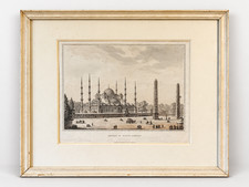 Antique 1812 Luigi Mayer Aquatint Print - Mosque of Sultan Achmet /Blue Framed picture