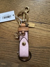 Coach Trigger Snap Bag Charm Key Fob Signature Powder Pink Flower Charm CEA24 NW picture