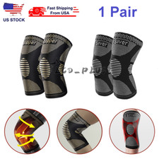 2x Copper Knee Sleeves Silver Compression Brace Support Sport Joint Injury Pain picture