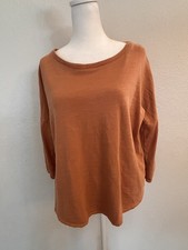 J.Jill Pure Jill 100% Cotton Sweater Womens MP Orange Boho Lagenlook picture