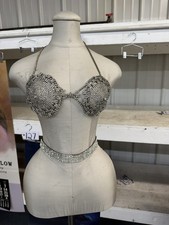 Vintage 1950s 1960s Rhinestone Bra Blouse Bikini Showgirl Burlesque Dress Top picture