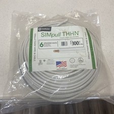 New Southwire 100 ft. 6 Gauge White Stranded Copper SIMpull  THHN Wire ** picture
