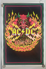Vintage AC/DC Highway To Hell Flocked/Velvet Blacklight Poster picture