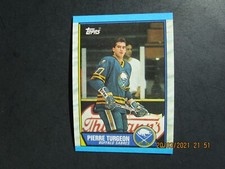 FREE SHIPPING- 1989-90 TOPPS # 25 HALL OF FAMER PIERRE TURGEON-SABRES, NYI-MINT picture