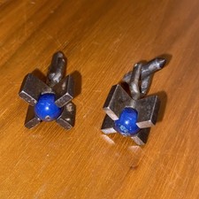 Rare Vintage Antonio Pineda Taxco 970 Silver Floating Lapis Sodalite Cufflinks picture